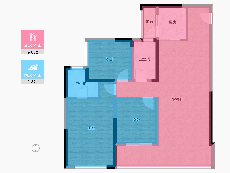 四川省-宜宾市-康龙·城南华府-90.55-户型库-动静分区