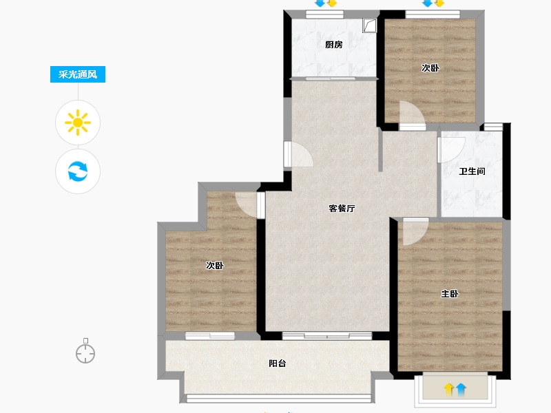 山西省-临汾市-玉秀湾·紫宸-83.67-户型库-采光通风