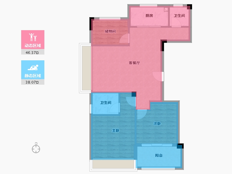 浙江省-绍兴市-泰景苑-76.00-户型库-动静分区