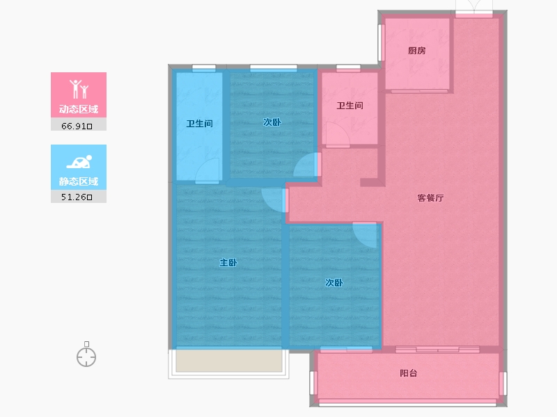 江苏省-徐州市-吾悦华府-106.85-户型库-动静分区