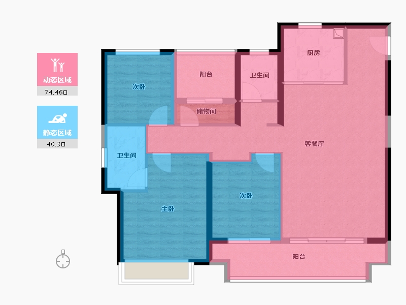 陕西省-西安市-华发·利君｜都荟城央-103.20-户型库-动静分区