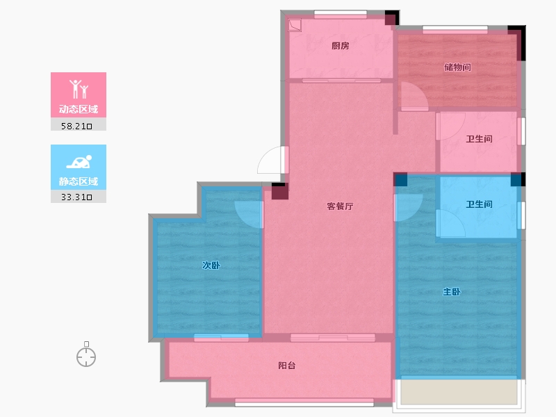 浙江省-绍兴市-泰景苑-82.92-户型库-动静分区