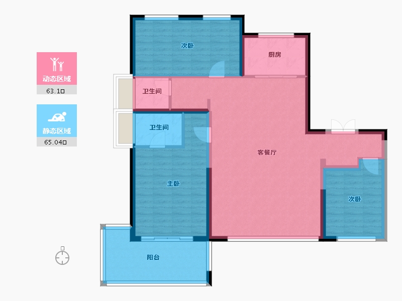 陕西省-西安市-绿城桂月云翠-116.22-户型库-动静分区