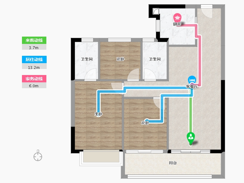 陕西省-榆林市-锦越泰上和郡-88.08-户型库-动静线