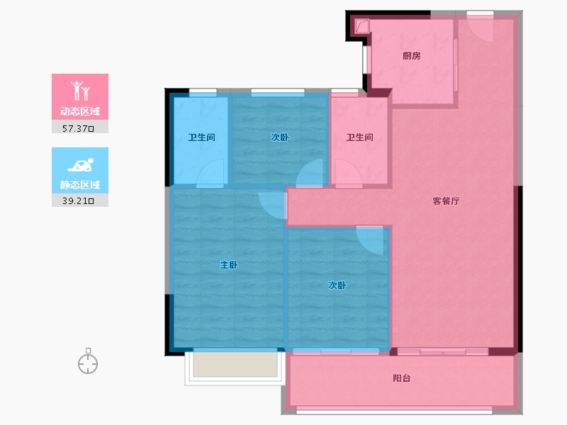 陕西省-榆林市-锦越泰上和郡-88.08-户型库-动静分区