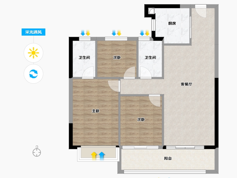 陕西省-榆林市-锦越泰上和郡-88.08-户型库-采光通风