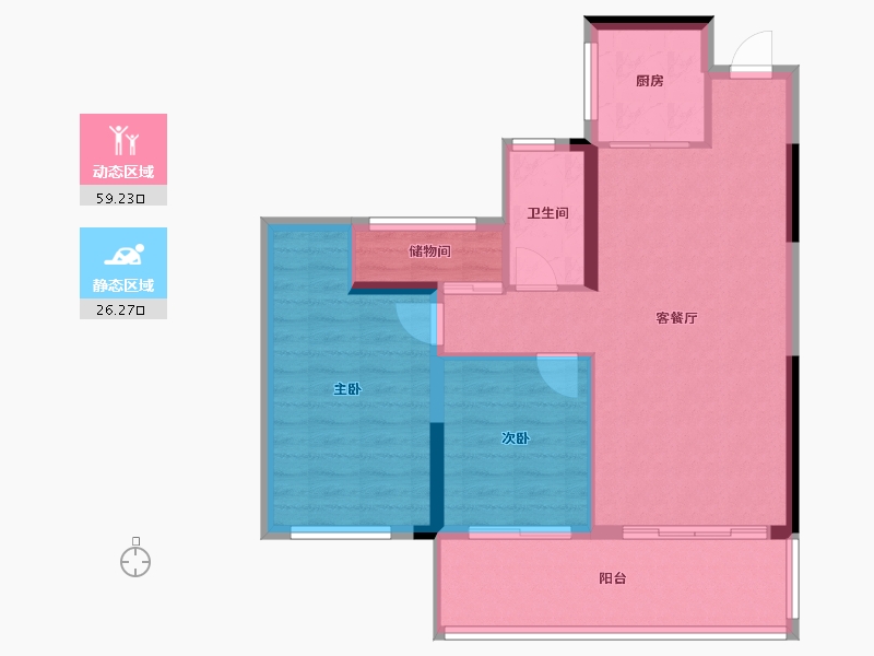 陕西省-延安市-邦泰锦天府-77.30-户型库-动静分区