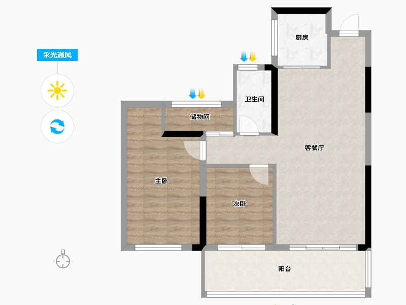 陕西省-延安市-邦泰锦天府-77.30-户型库-采光通风