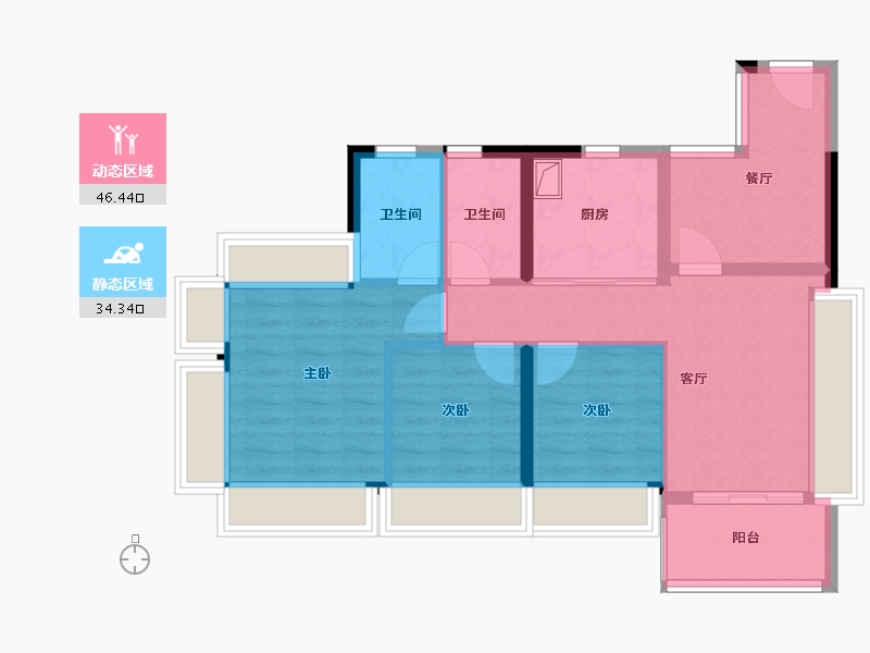 广东省-广州市-保利招商华发中央公馆-71.20-户型库-动静分区