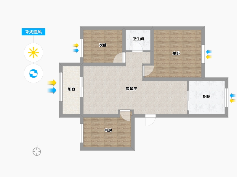 新疆维吾尔自治区-乌鲁木齐市-龙海新和居-86.10-户型库-采光通风