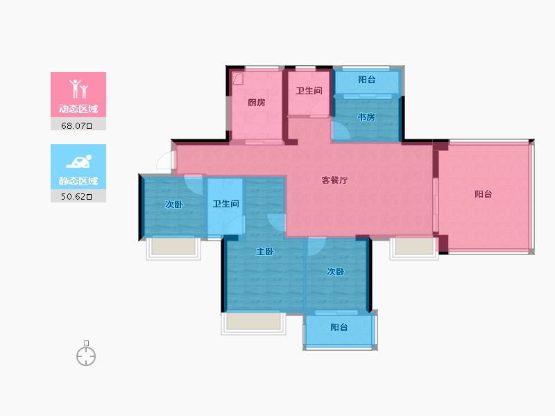 福建省-漳州市-湖湾之尚-106.40-户型库-动静分区