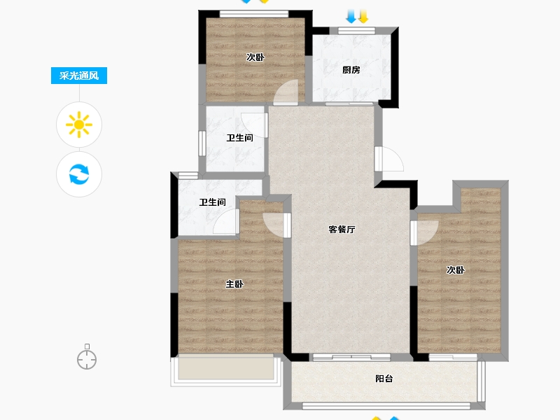 安徽省-马鞍山市-昆仑·风荷园-93.60-户型库-采光通风