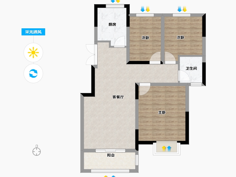 江苏省-南京市-淮源雅居-79.92-户型库-采光通风