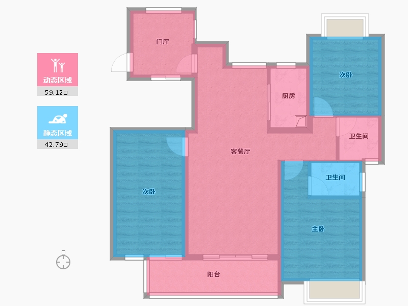 江西省-吉安市-玉府佳园-93.60-户型库-动静分区