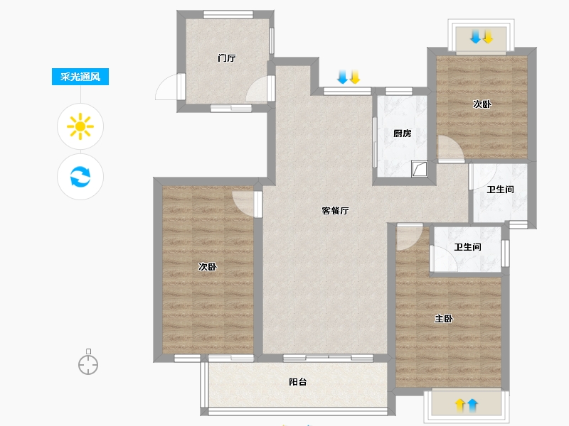 江西省-吉安市-玉府佳园-93.60-户型库-采光通风