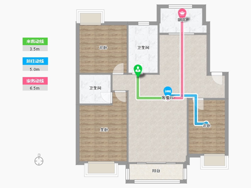 浙江省-杭州市-政苑小区-A区-93.15-户型库-动静线