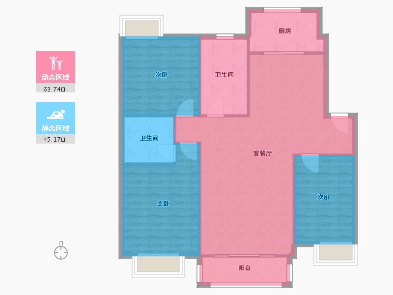 浙江省-杭州市-政苑小区-A区-93.15-户型库-动静分区