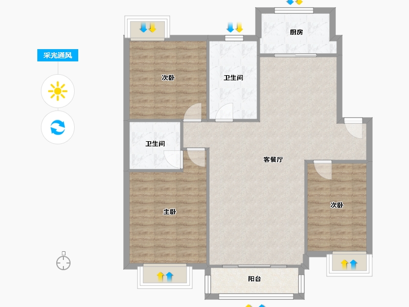 浙江省-杭州市-政苑小区-A区-93.15-户型库-采光通风