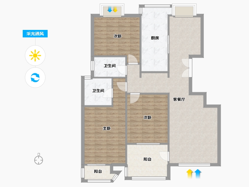 江苏省-无锡市-金色江南集景花园-110.40-户型库-采光通风