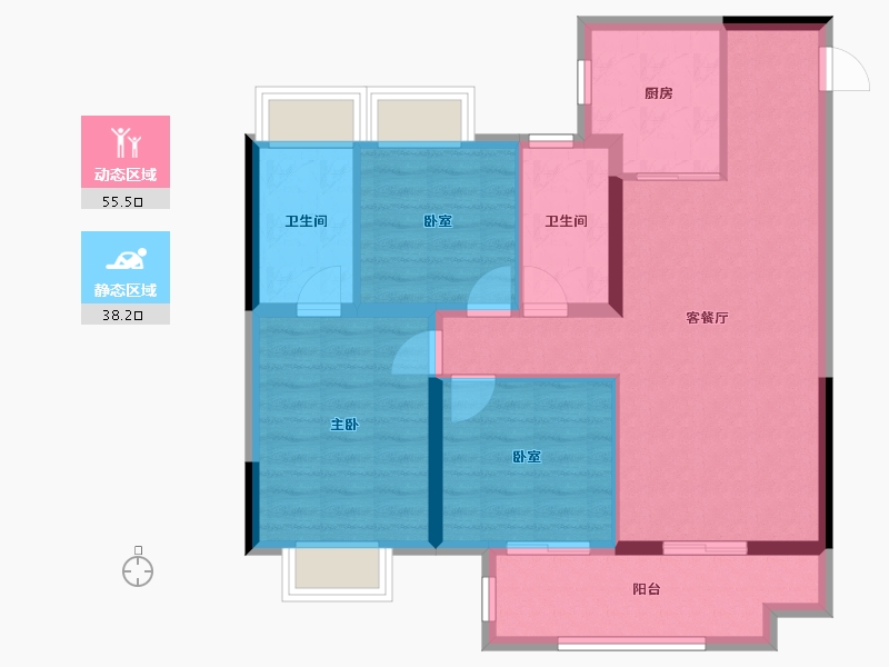 江苏省-无锡市-康桥悦蓉园-83.22-户型库-动静分区