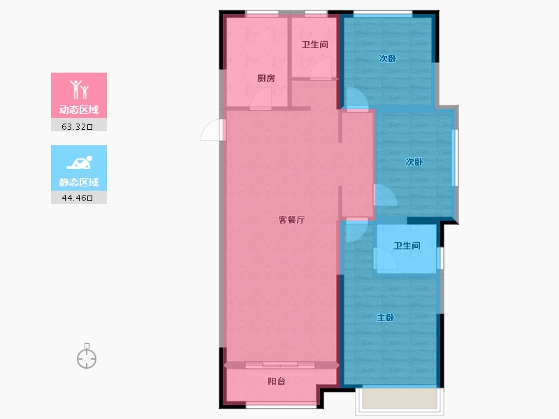 陕西省-渭南市-温泉河畔-104.80-户型库-动静分区