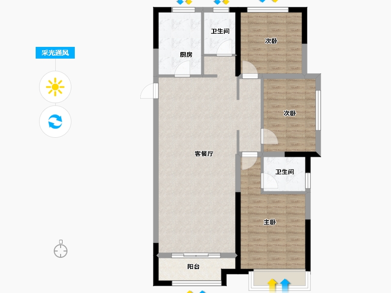 陕西省-渭南市-温泉河畔-104.80-户型库-采光通风