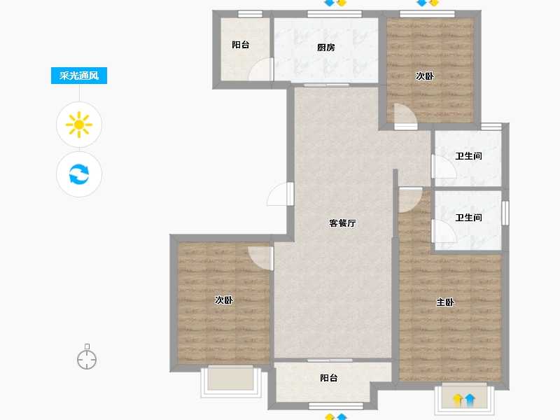 河南省-安阳市-嘉洲花悦-97.00-户型库-采光通风