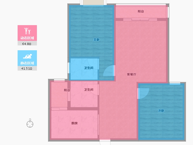 湖北省-黄石市-瑞苑小区-96.00-户型库-动静分区