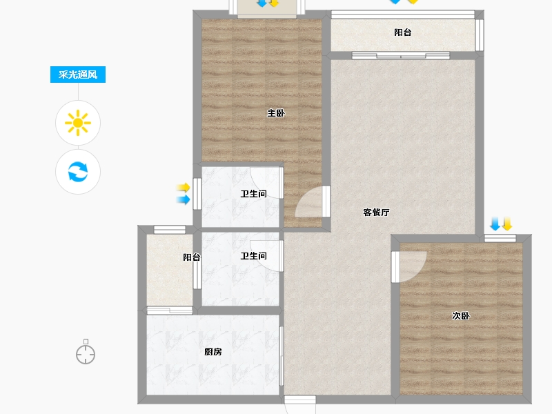 湖北省-黄石市-瑞苑小区-96.00-户型库-采光通风