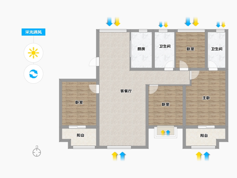 河北省-衡水市-中裕梧桐院-116.00-户型库-采光通风