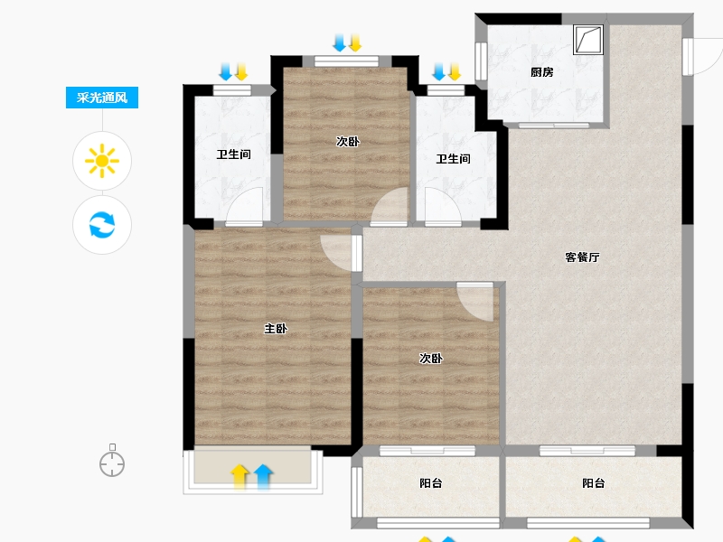 湖北省-恩施土家族苗族自治州-恩施中梁国宾壹号-95.20-户型库-采光通风