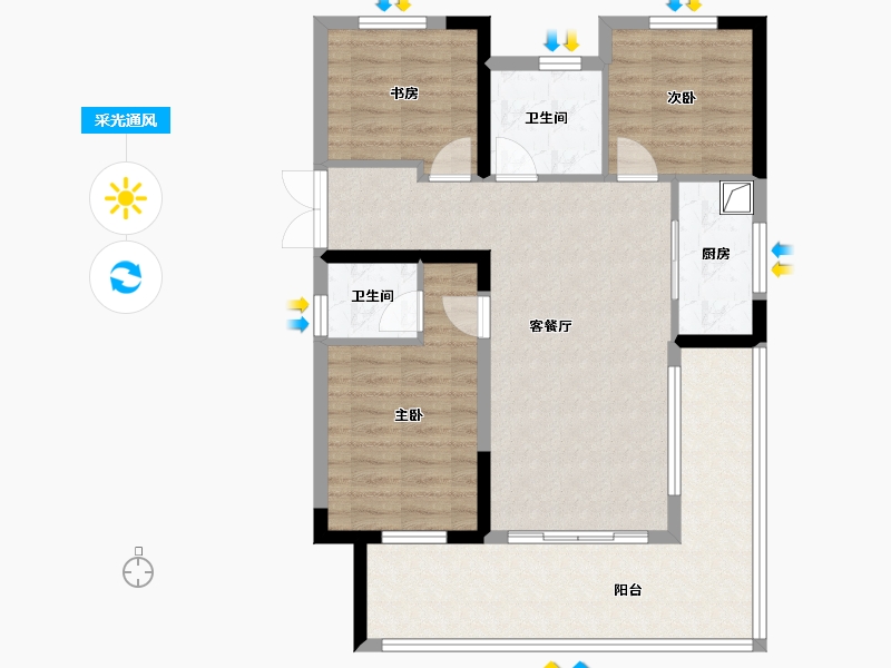 湖北省-十堰市-汉成国宾府-112.00-户型库-采光通风