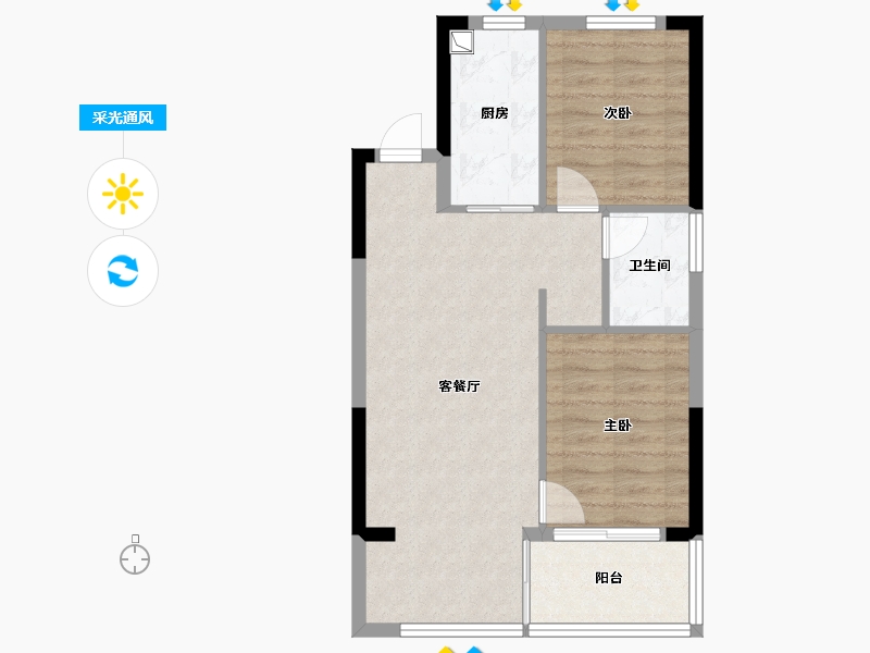 浙江省-嘉兴市-上海之窗未来星光里-61.41-户型库-采光通风