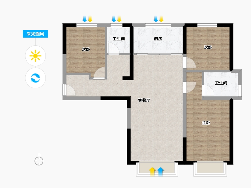 新疆维吾尔自治区-乌鲁木齐市-德泰·南湖居-83.11-户型库-采光通风