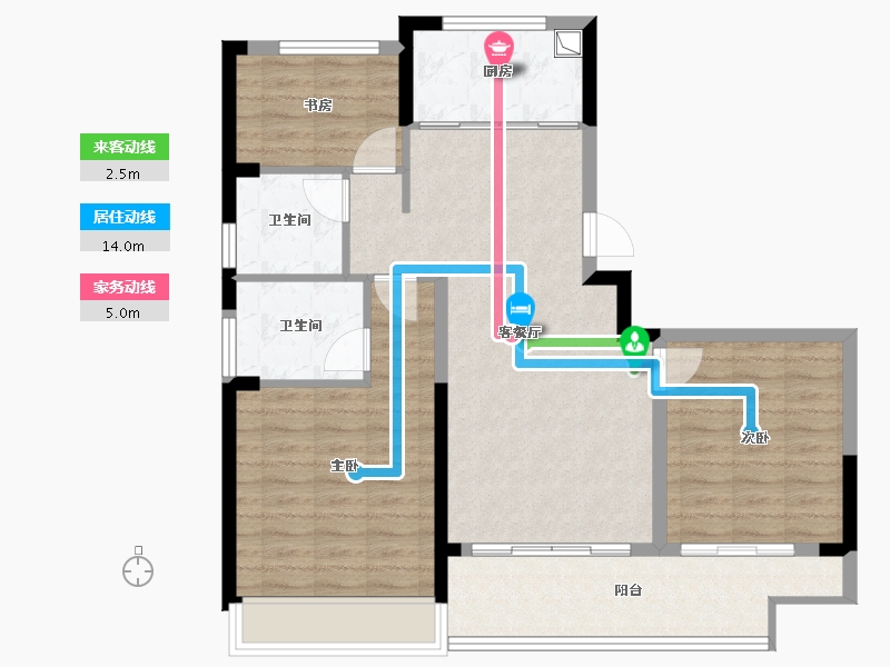 浙江省-绍兴市-泰景苑-88.00-户型库-动静线