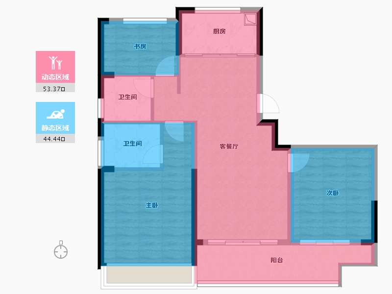 浙江省-绍兴市-泰景苑-88.00-户型库-动静分区