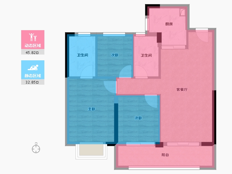 浙江省-宁波市-保利·朗玥华章-70.42-户型库-动静分区