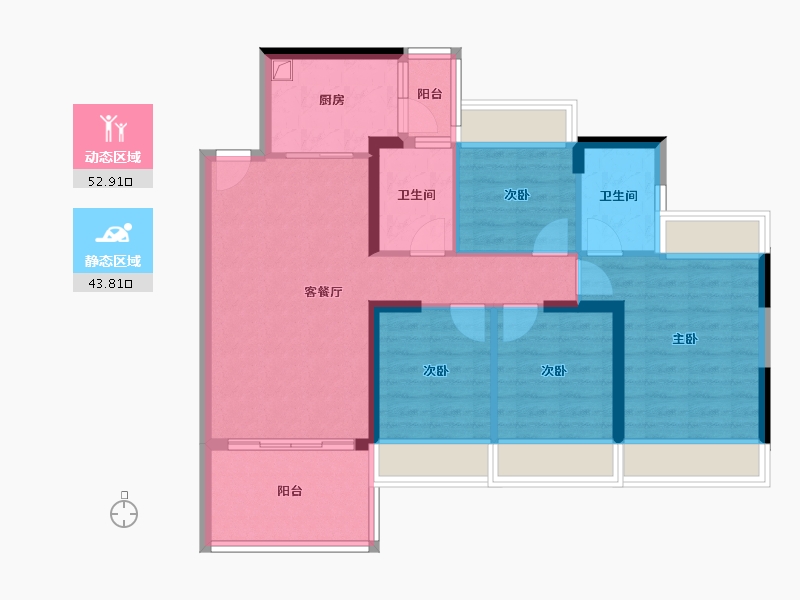 广东省-肇庆市-富雅蓝湾-85.86-户型库-动静分区