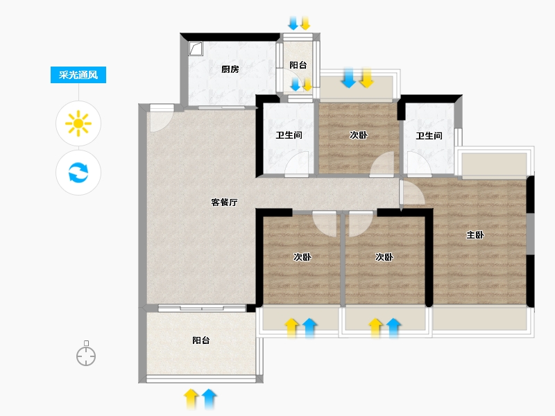 广东省-肇庆市-富雅蓝湾-85.86-户型库-采光通风