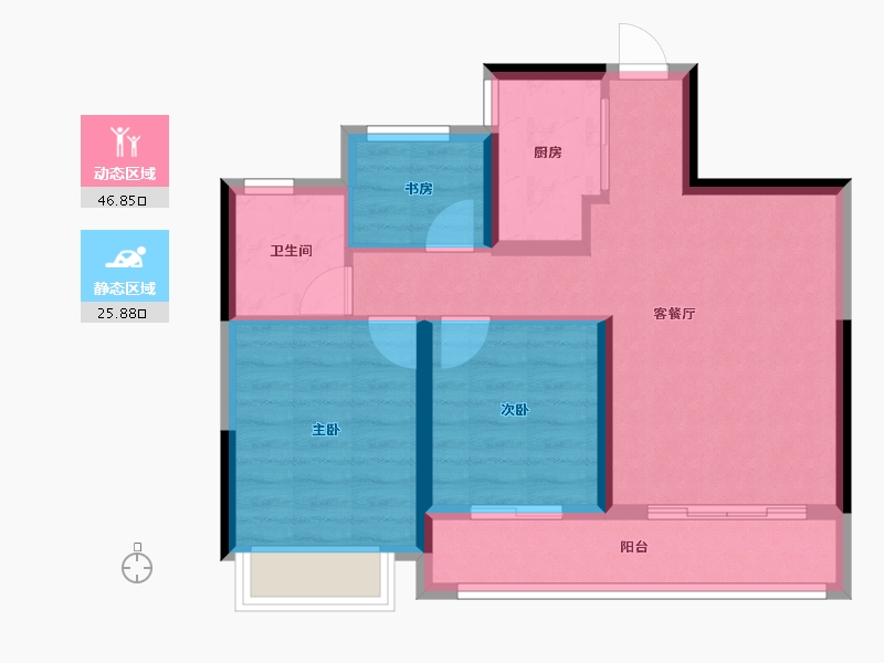 浙江省-杭州市-宁巢美地公寓五区-72.04-户型库-动静分区