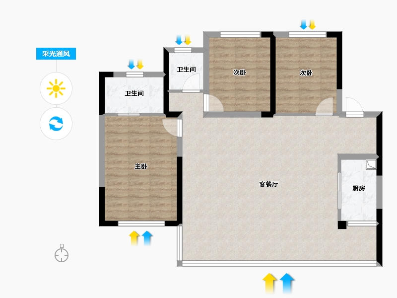 四川省-宜宾市-康龙·城南华府-98.99-户型库-采光通风