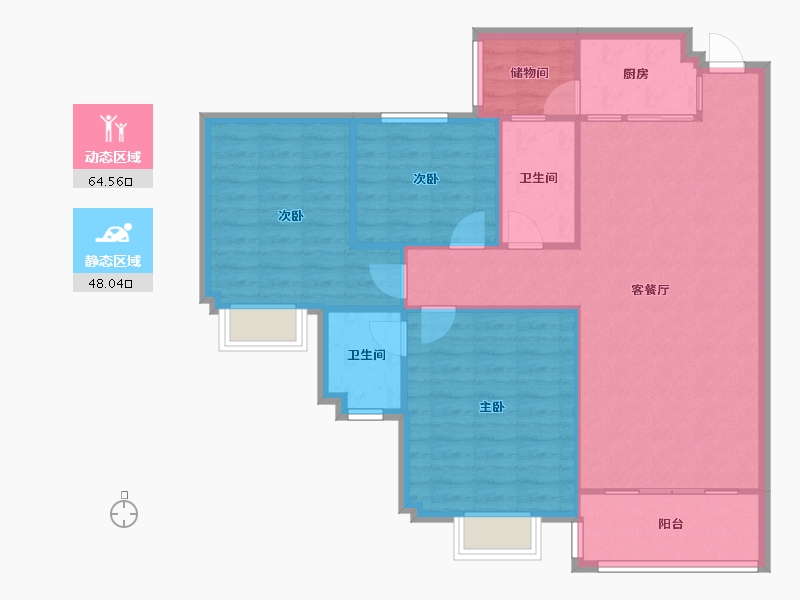 广西壮族自治区-南宁市-钱江阁-94.40-户型库-动静分区