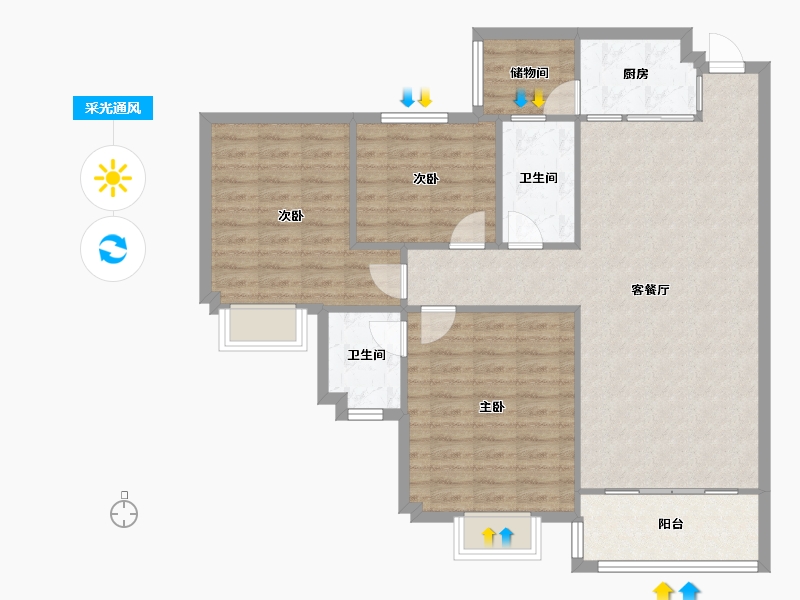 广西壮族自治区-南宁市-钱江阁-94.40-户型库-采光通风