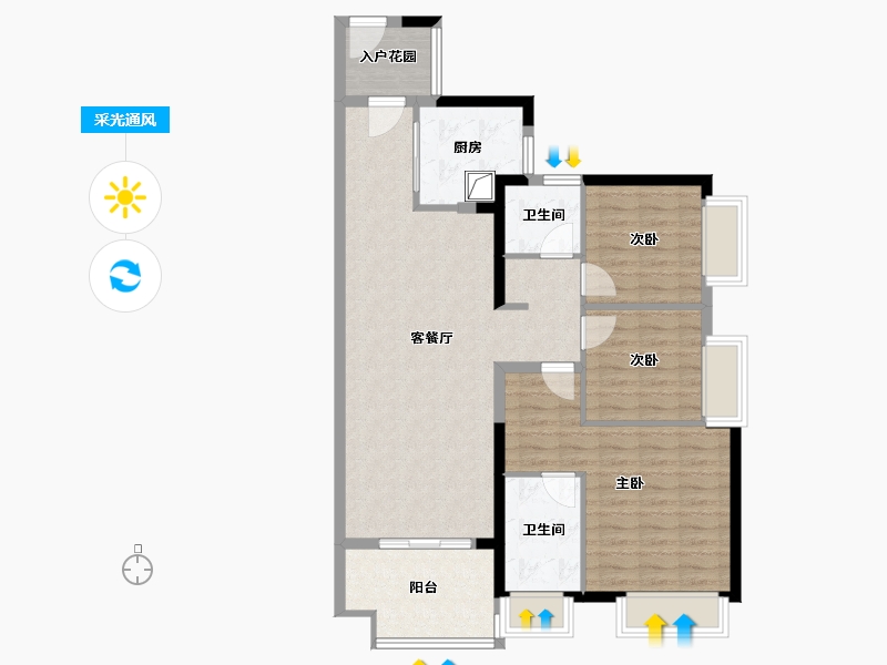 广东省-广州市-大塱罗南花园-96.00-户型库-采光通风