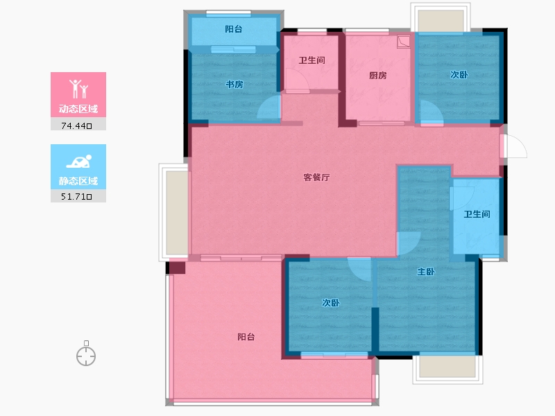 福建省-漳州市-湖湾之尚-113.60-户型库-动静分区