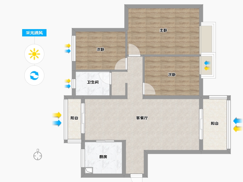 河南省-漯河市-嘉业城市花园-80.57-户型库-采光通风