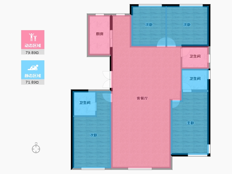 内蒙古自治区-鄂尔多斯市-中铁二十三局集团瑜瑾园住宅小区项目部-150.00-户型库-动静分区