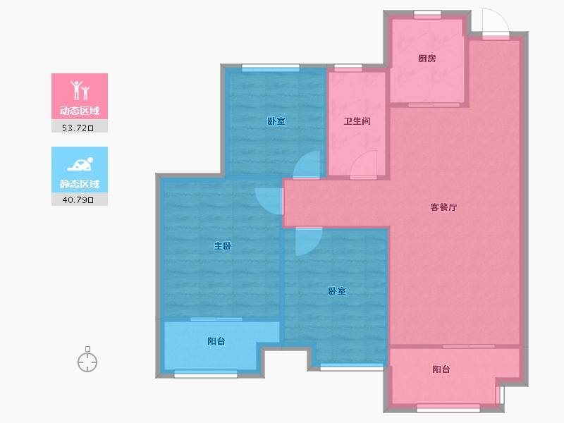 山东省-烟台市-万达华府北区-89.52-户型库-动静分区