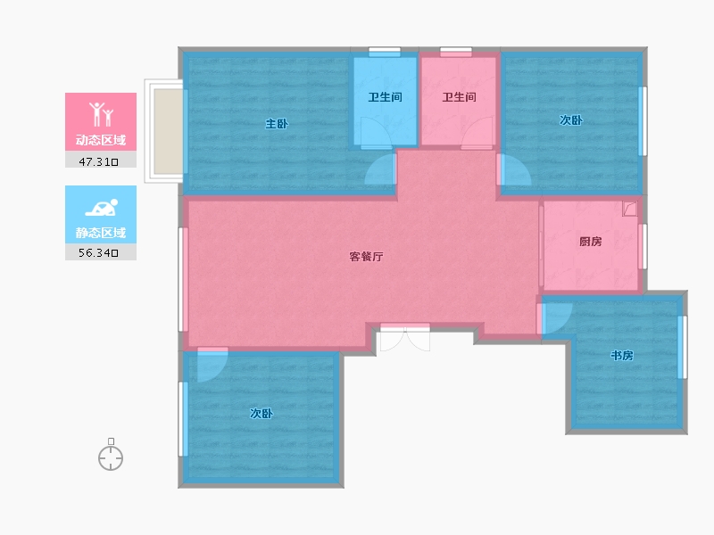 内蒙古自治区-鄂尔多斯市-维邦紫瑞府-108.00-户型库-动静分区