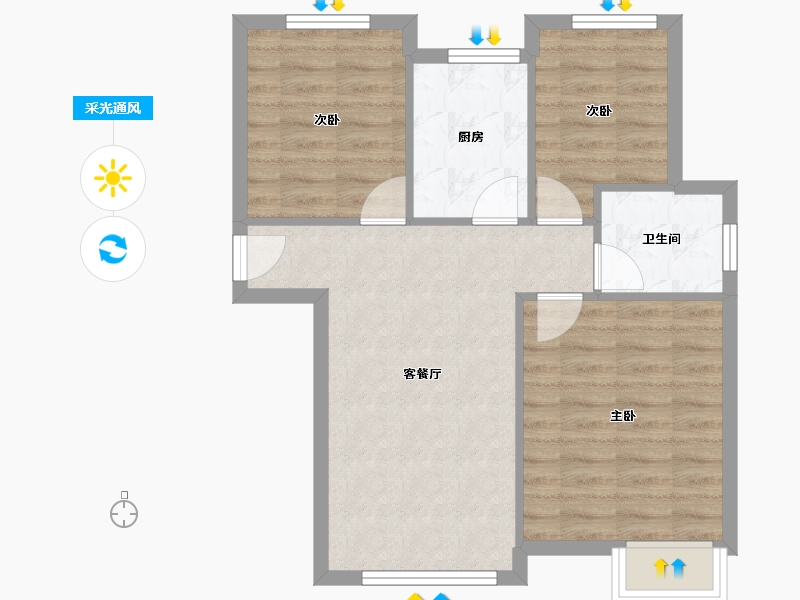 浙江省-衢州市-昌和家园-71.42-户型库-采光通风